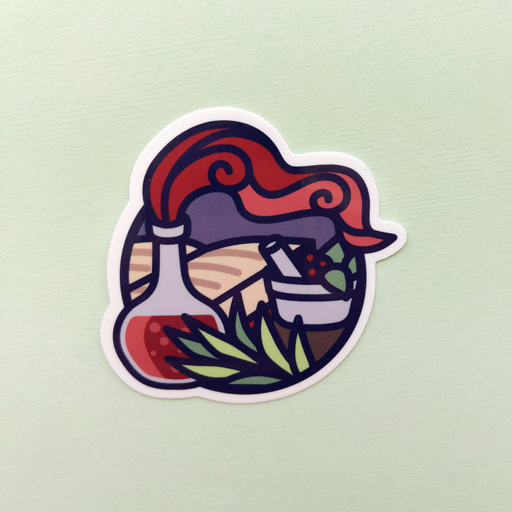 Alchemist Scene Sticker - Geeky merchandise for people who play D&D - Merch to wear and cute accessories and stationery Paola's Pixels