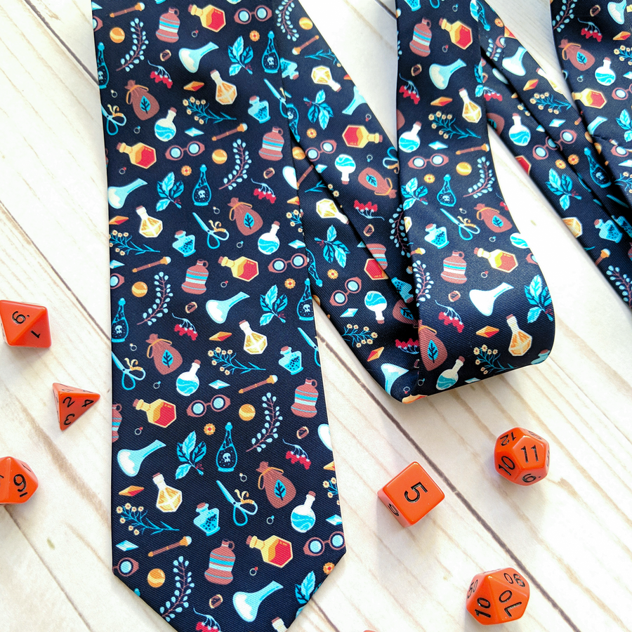 Alchemist Tie - Geeky merchandise for people who play D&D - Merch to wear and cute accessories and stationery Paola's Pixels