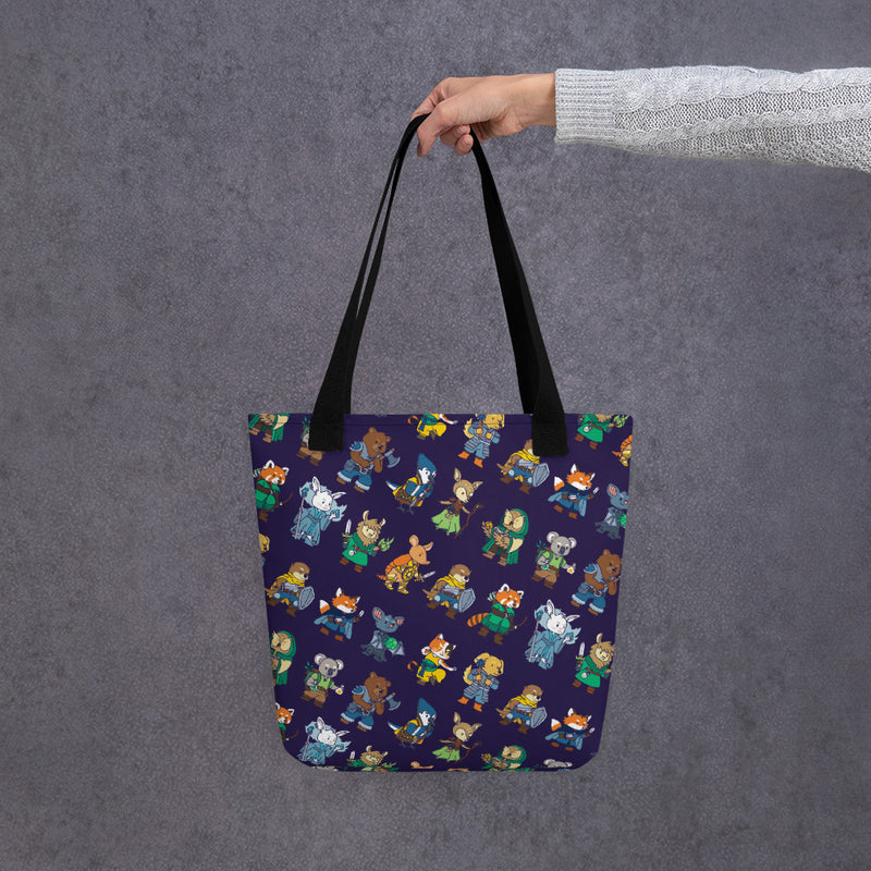 Animal Party Pattern Tote bag - Geeky merchandise for people who play D&D - Merch to wear and cute accessories and stationery Paola&