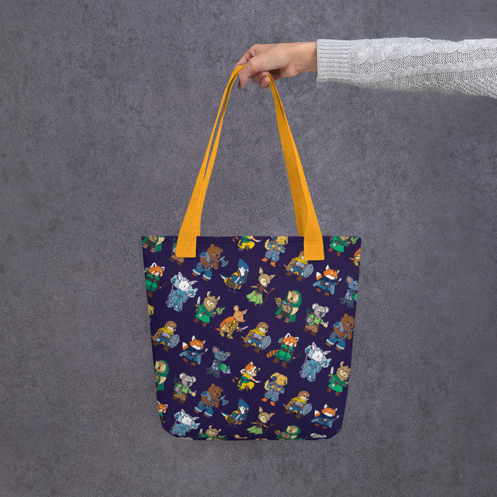 Animal Party Pattern Tote bag - Geeky merchandise for people who play D&D - Merch to wear and cute accessories and stationery Paola's Pixels