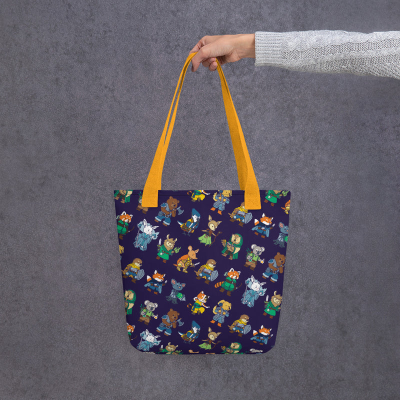 Animal Party Pattern Tote bag - Geeky merchandise for people who play D&D - Merch to wear and cute accessories and stationery Paola&