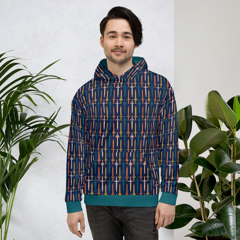 Fighter Swords Hoodie - Geeky merchandise for people who play D&D - Merch to wear and cute accessories and stationery Paola&