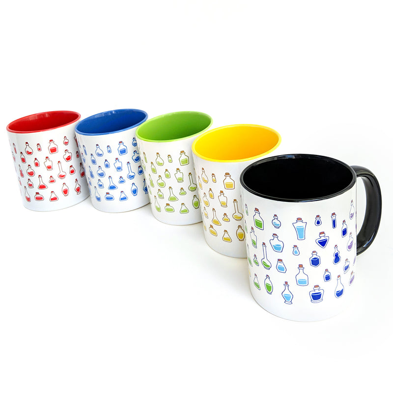 Yellow Stamina Potions Mug - Geeky merchandise for people who play D&D - Merch to wear and cute accessories and stationery Paola&