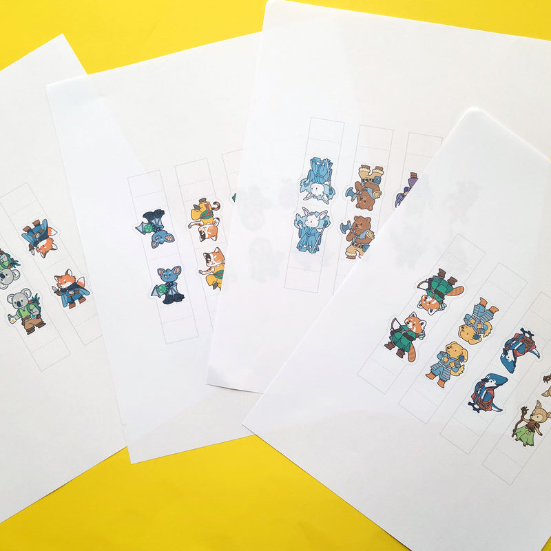 Animal Party Paper Minis - Geeky merchandise for people who play D&D - Merch to wear and cute accessories and stationery Paola&