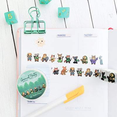 Animal Party Washi Tape - Geeky merchandise for people who play D&D - Merch to wear and cute accessories and stationery Paola's Pixels