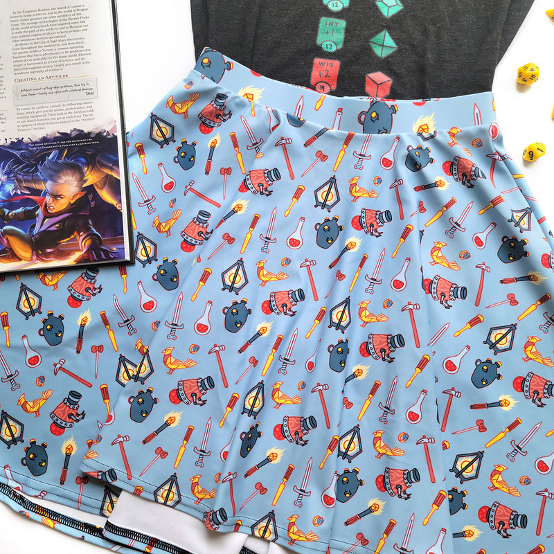 Artificer Skater Skirt - Geeky merchandise for people who play D&D - Merch to wear and cute accessories and stationery Paola&