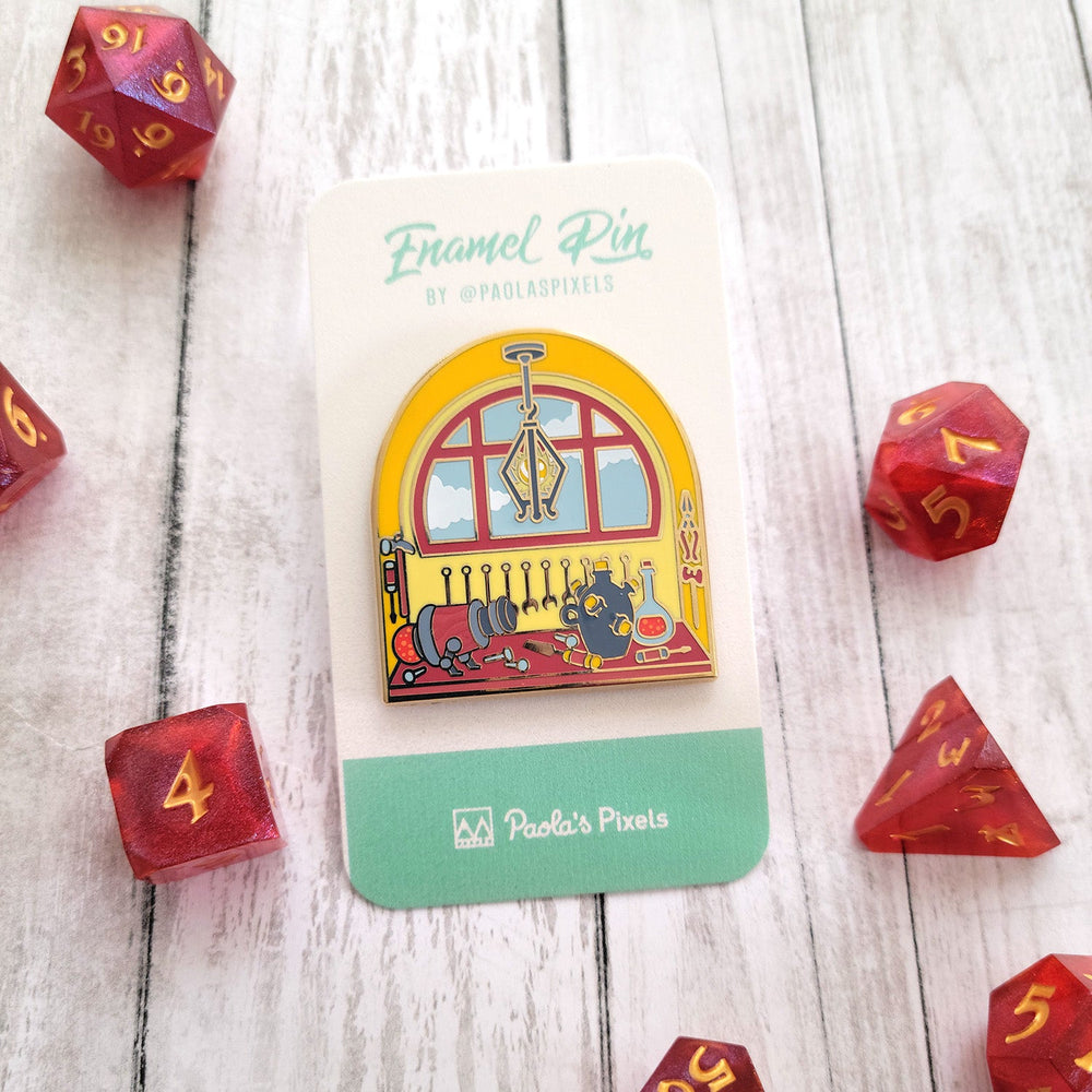 Seconds Sale! The Artificer Window Pin - Geeky merchandise for people who play D&D - Merch to wear and cute accessories and stationery Paola's Pixels