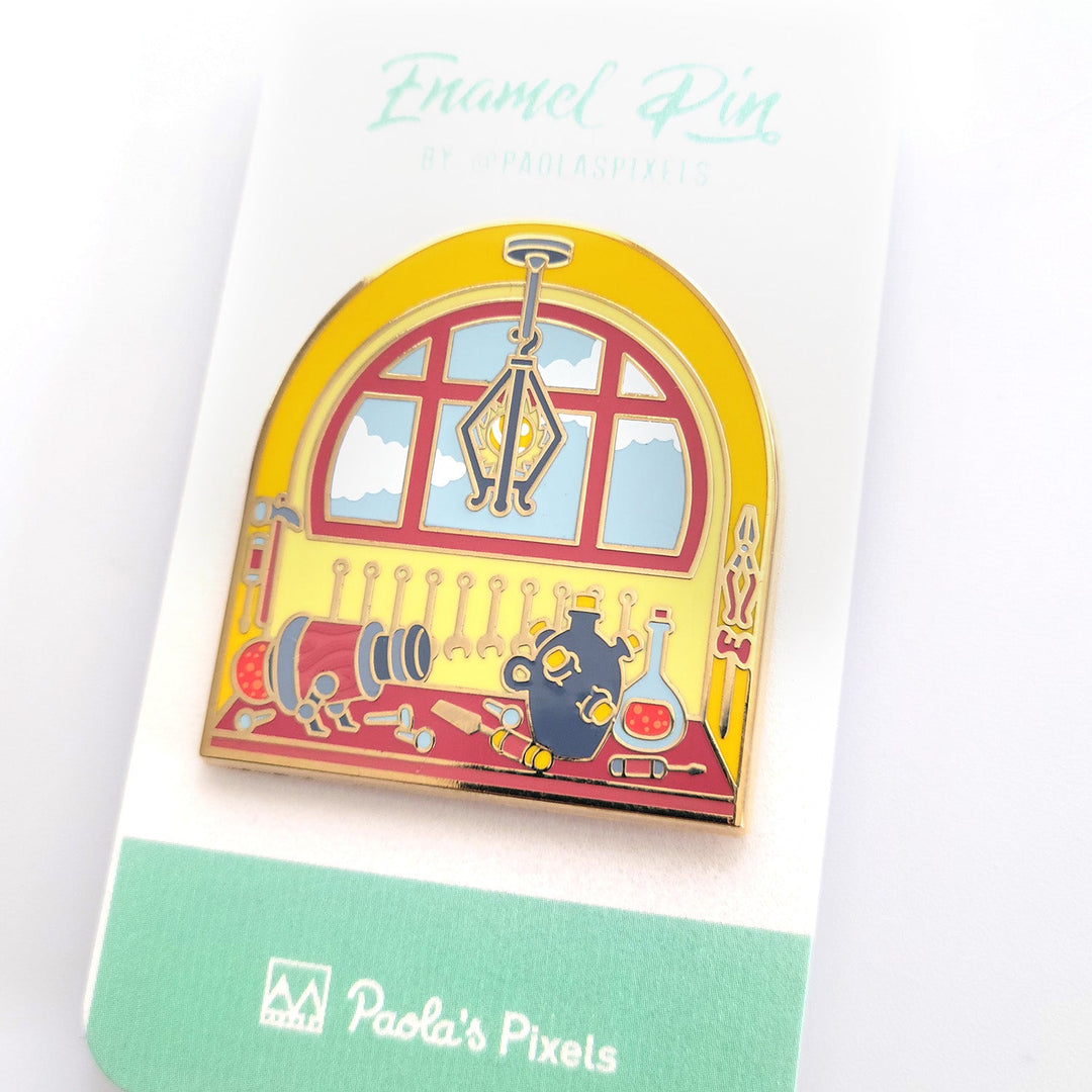 Seconds Sale! The Artificer Window Pin - Geeky merchandise for people who play D&D - Merch to wear and cute accessories and stationery Paola's Pixels