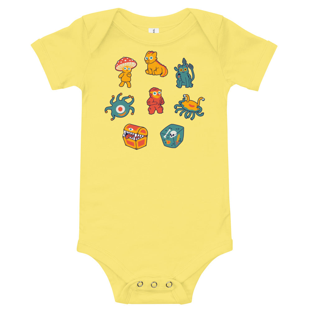 Monster Minis Baby One piece - Geeky merchandise for people who play D&D - Merch to wear and cute accessories and stationery Paola's Pixels