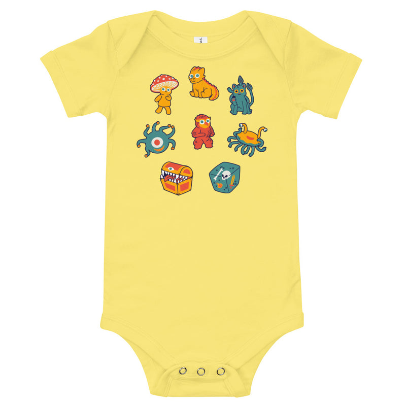 Monster Minis Baby One piece - Geeky merchandise for people who play D&D - Merch to wear and cute accessories and stationery Paola&