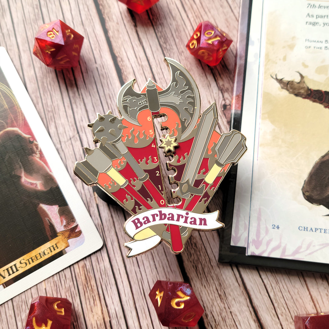 Barbarian Rage Tracker Enamel Pin - Geeky merchandise for people who play D&D - Merch to wear and cute accessories and stationery Paola's Pixels