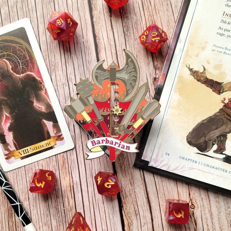Barbarian Rage Tracker Enamel Pin - Geeky merchandise for people who play D&D - Merch to wear and cute accessories and stationery Paola&