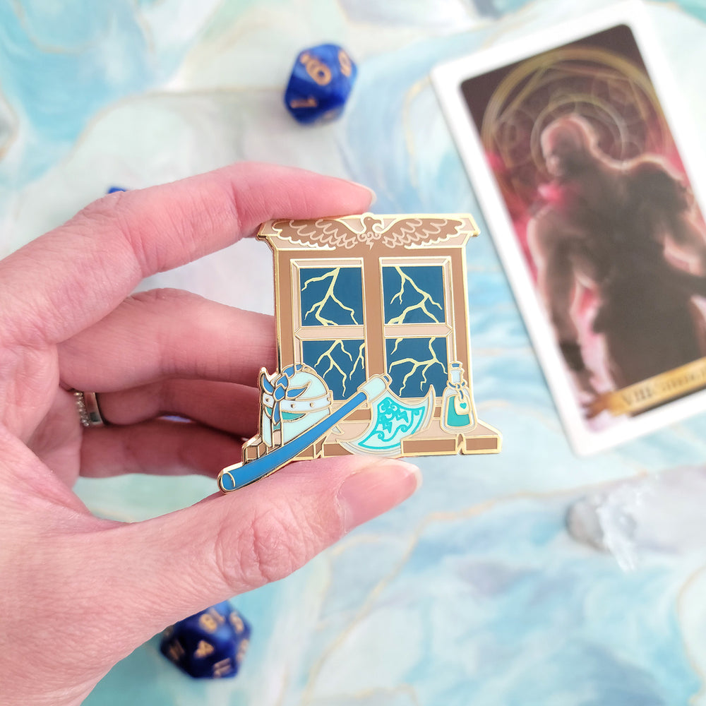 The Barbarian Window Pin - Geeky merchandise for people who play D&D - Merch to wear and cute accessories and stationery Paola's Pixels
