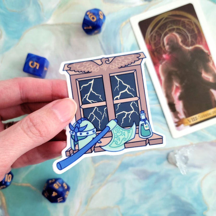 Barbarian Window Sticker - Geeky merchandise for people who play D&D - Merch to wear and cute accessories and stationery Paola's Pixels