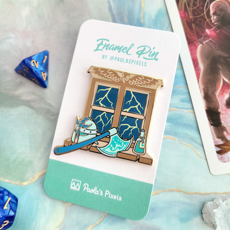 The Barbarian Window Pin - Geeky merchandise for people who play D&D - Merch to wear and cute accessories and stationery Paola&