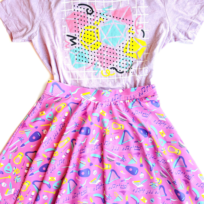 Bard Skater Skirt - Geeky merchandise for people who play D&D - Merch to wear and cute accessories and stationery Paola&