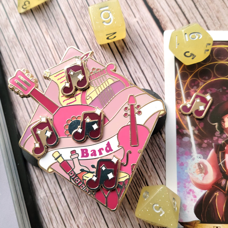 Bard Bardic Inspiration Magnetic Enamel Pin - Geeky merchandise for people who play D&D - Merch to wear and cute accessories and stationery Paola&