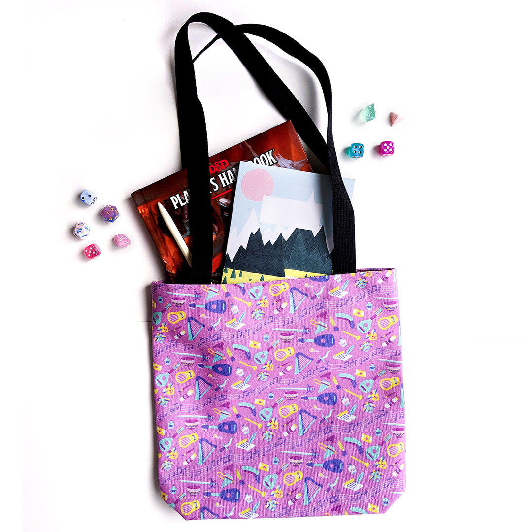 Bard Tote bag - Geeky merchandise for people who play D&D - Merch to wear and cute accessories and stationery Paola's Pixels