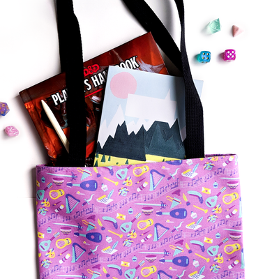 Bard Tote bag - Geeky merchandise for people who play D&D - Merch to wear and cute accessories and stationery Paola's Pixels