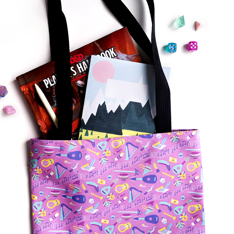 Bard Tote bag - Geeky merchandise for people who play D&D - Merch to wear and cute accessories and stationery Paola&
