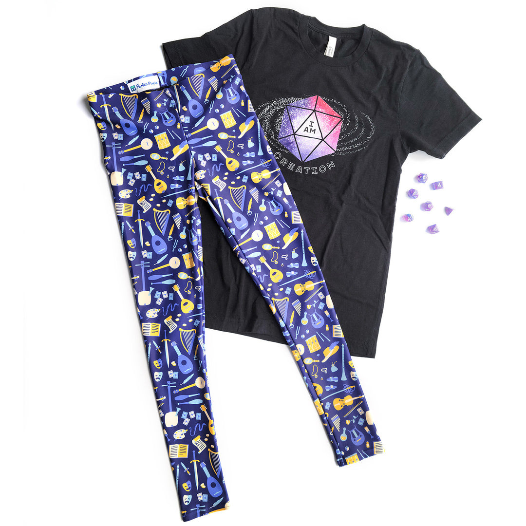 Purple Bard Leggings - Geeky merchandise for people who play D&D - Merch to wear and cute accessories and stationery Paola's Pixels