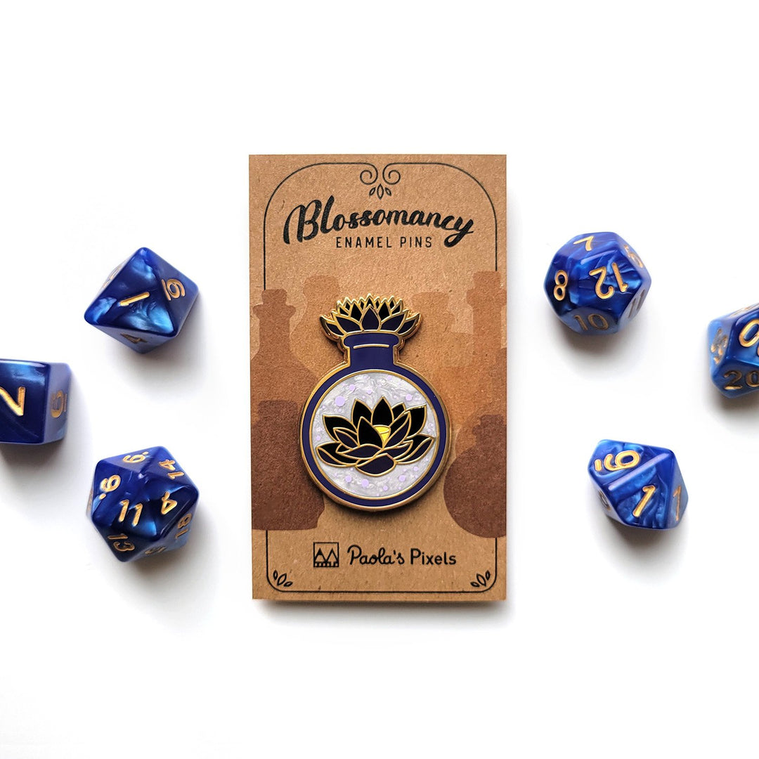 Seconds Sale! Black Lotus Potion Enamel Pin - Geeky merchandise for people who play D&D - Merch to wear and cute accessories and stationery Paola's Pixels