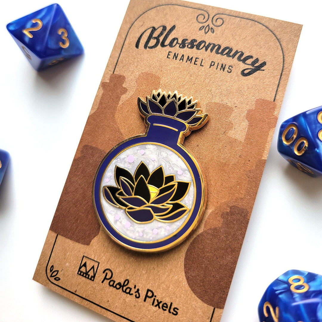 Seconds Sale! Black Lotus Potion Enamel Pin - Geeky merchandise for people who play D&D - Merch to wear and cute accessories and stationery Paola's Pixels