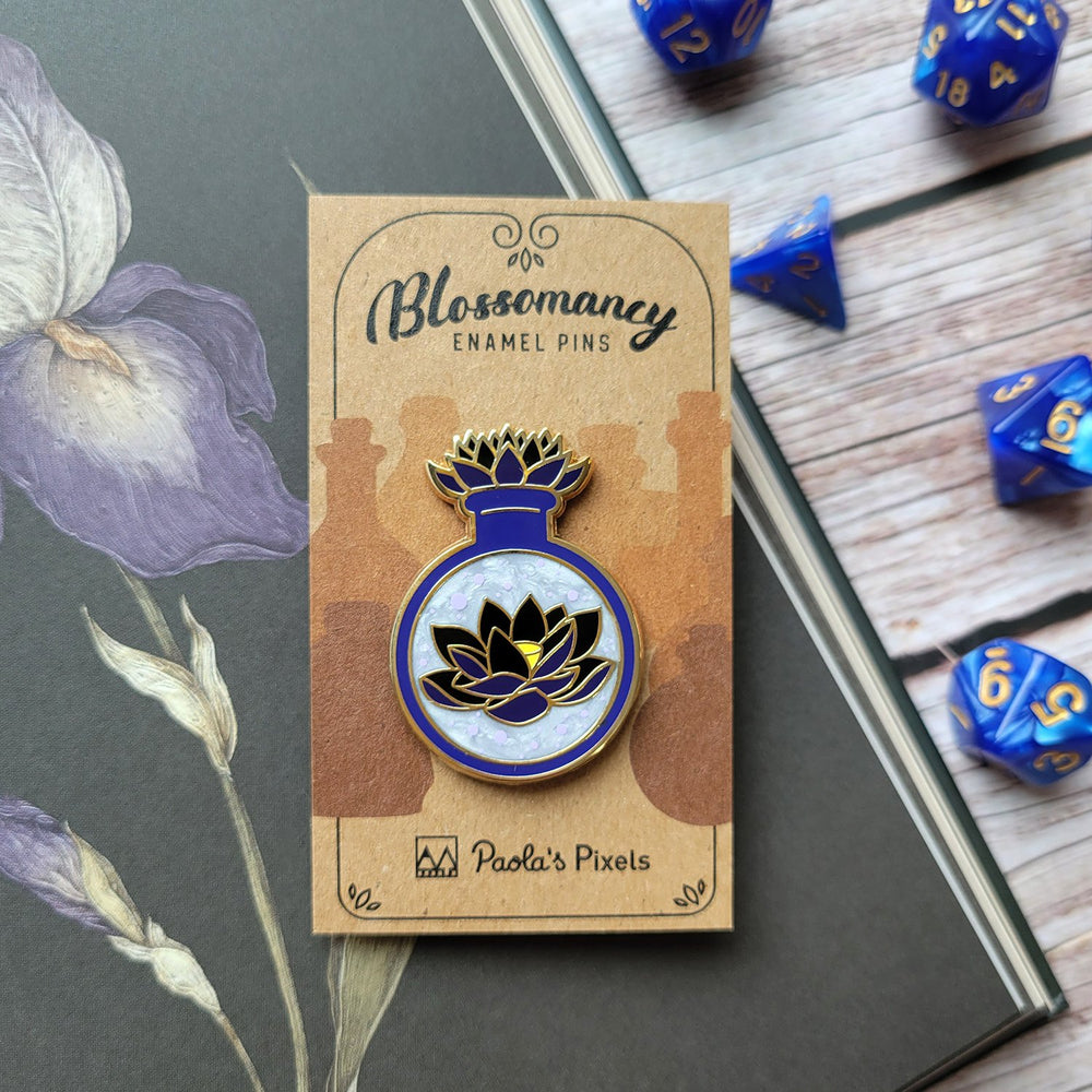 Seconds Sale! Black Lotus Potion Enamel Pin - Geeky merchandise for people who play D&D - Merch to wear and cute accessories and stationery Paola's Pixels