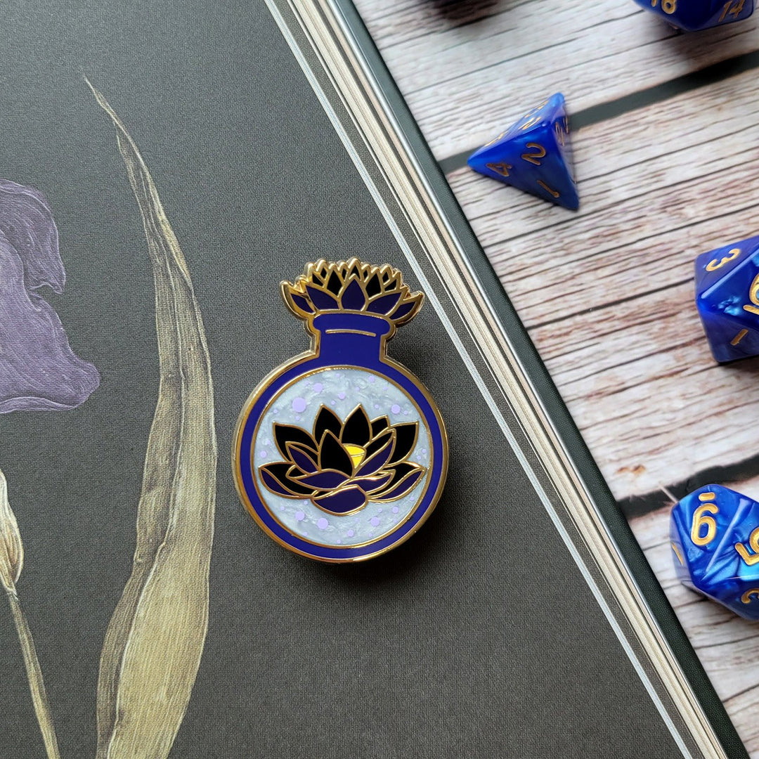 Seconds Sale! Black Lotus Potion Enamel Pin - Geeky merchandise for people who play D&D - Merch to wear and cute accessories and stationery Paola's Pixels