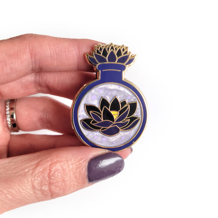 Seconds Sale! Black Lotus Potion Enamel Pin - Geeky merchandise for people who play D&D - Merch to wear and cute accessories and stationery Paola's Pixels