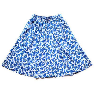 Blue Dragons Midi Skirt - Geeky merchandise for people who play D&D - Merch to wear and cute accessories and stationery Paola's Pixels