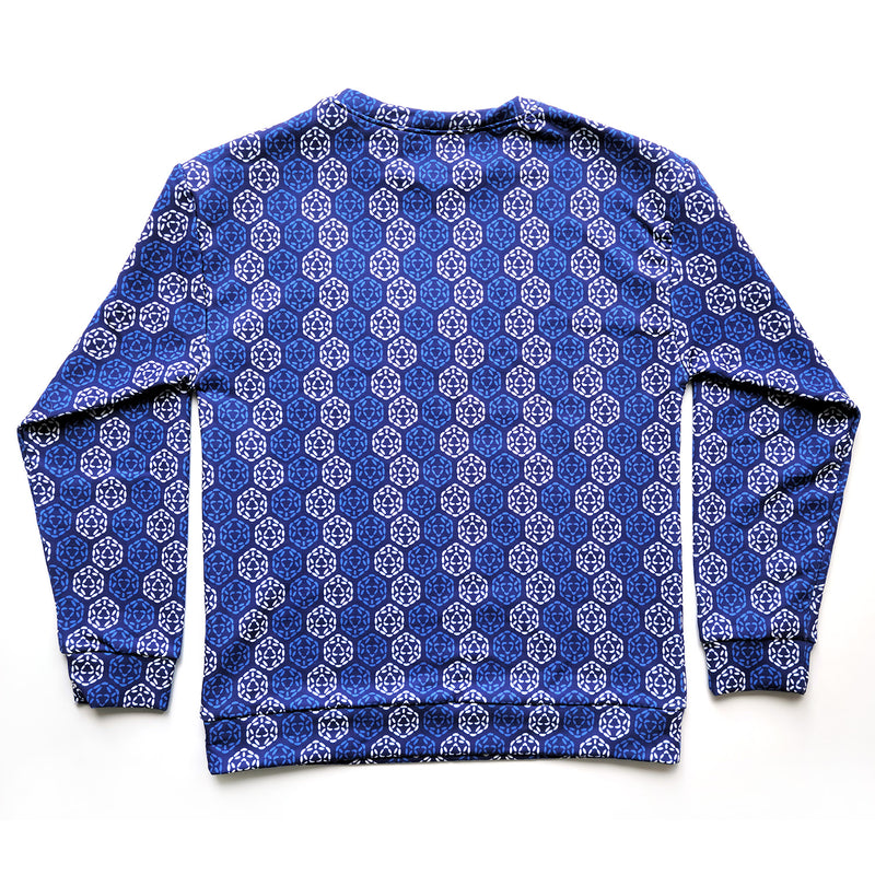 Blue D20 Holiday Sweatshirt - Geeky merchandise for people who play D&D - Merch to wear and cute accessories and stationery Paola&