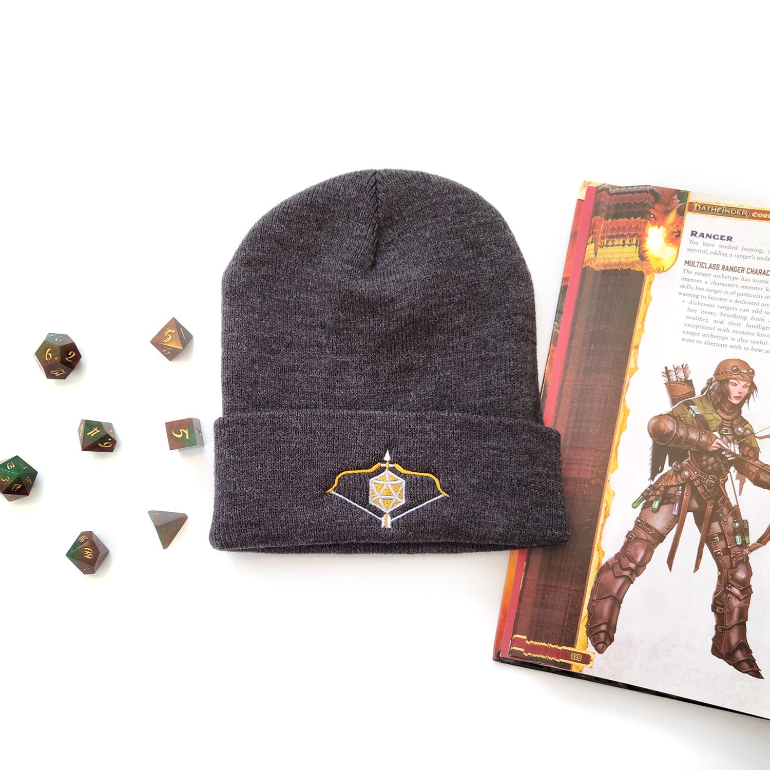 Bow and Arrow Beanie - Geeky merchandise for people who play D&D - Merch to wear and cute accessories and stationery Paola's Pixels
