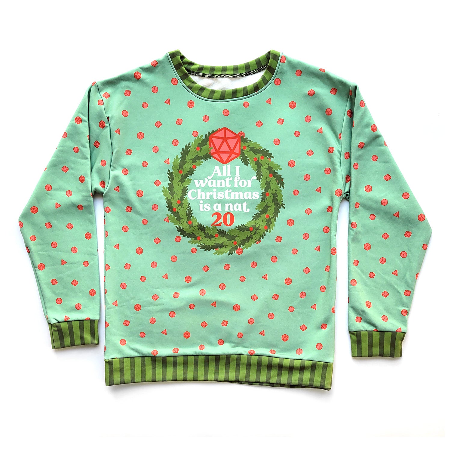 All I Want For Christmas is a Nat 20 Sweatshirt - Geeky merchandise for people who play D&D - Merch to wear and cute accessories and stationery Paola's Pixels