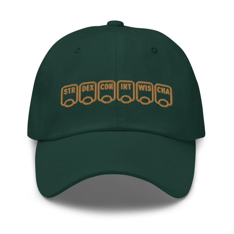 Ability Scores Hat - Geeky merchandise for people who play D&D - Merch to wear and cute accessories and stationery Paola&