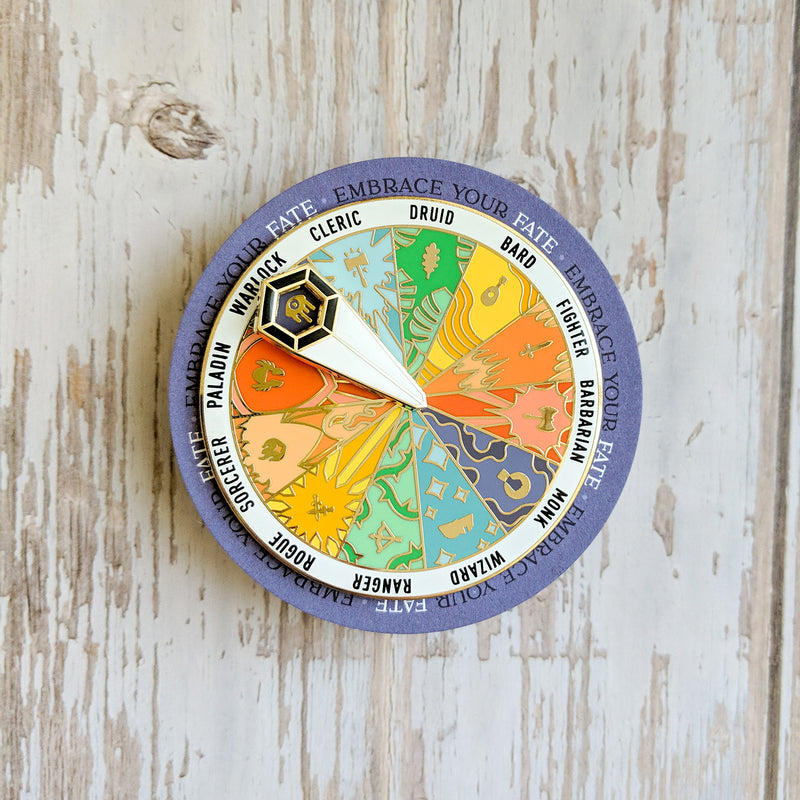 Class Roulette Spinner Pin - Geeky merchandise for people who play D&D - Merch to wear and cute accessories and stationery Paola&