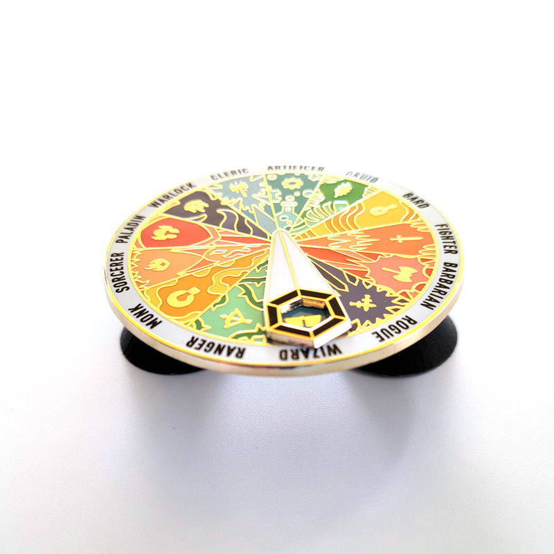 Class Roulette Spinner Pin - Geeky merchandise for people who play D&D - Merch to wear and cute accessories and stationery Paola&
