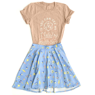 Cleric Skater Skirt - Geeky merchandise for people who play D&D - Merch to wear and cute accessories and stationery Paola's Pixels