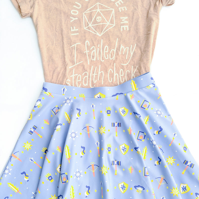Cleric Skater Skirt - Geeky merchandise for people who play D&D - Merch to wear and cute accessories and stationery Paola&