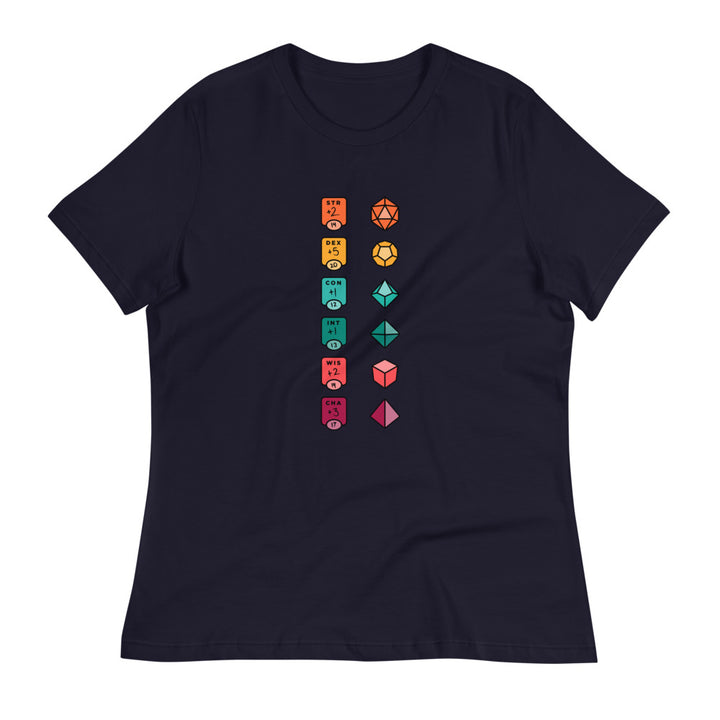Colorful Character Sheet Women's Shirt - Geeky merchandise for people who play D&D - Merch to wear and cute accessories and stationery Paola's Pixels