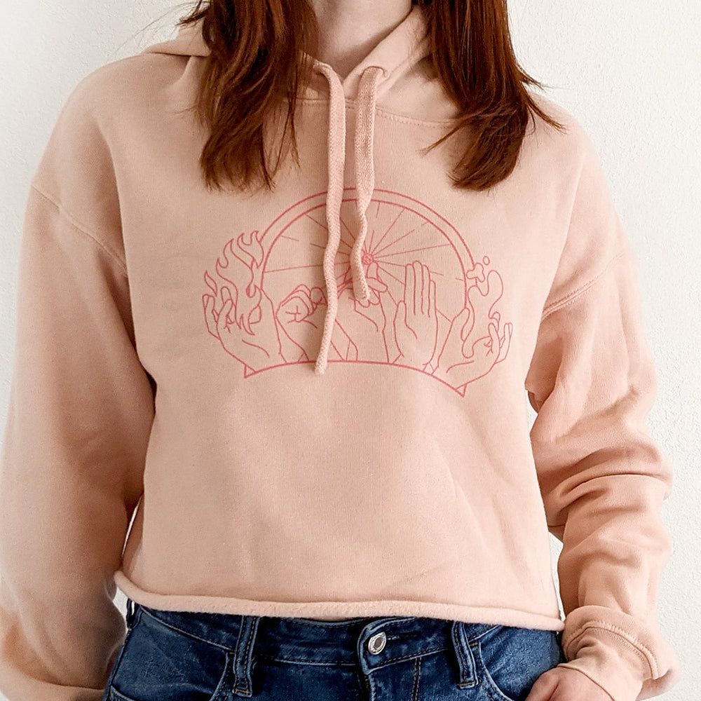 Hands of Fate Cropped Hoodie - Geeky merchandise for people who play D&D - Merch to wear and cute accessories and stationery Paola's Pixels