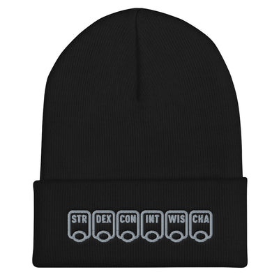 Ability Scores Beanie - Geeky merchandise for people who play D&D - Merch to wear and cute accessories and stationery Paola's Pixels