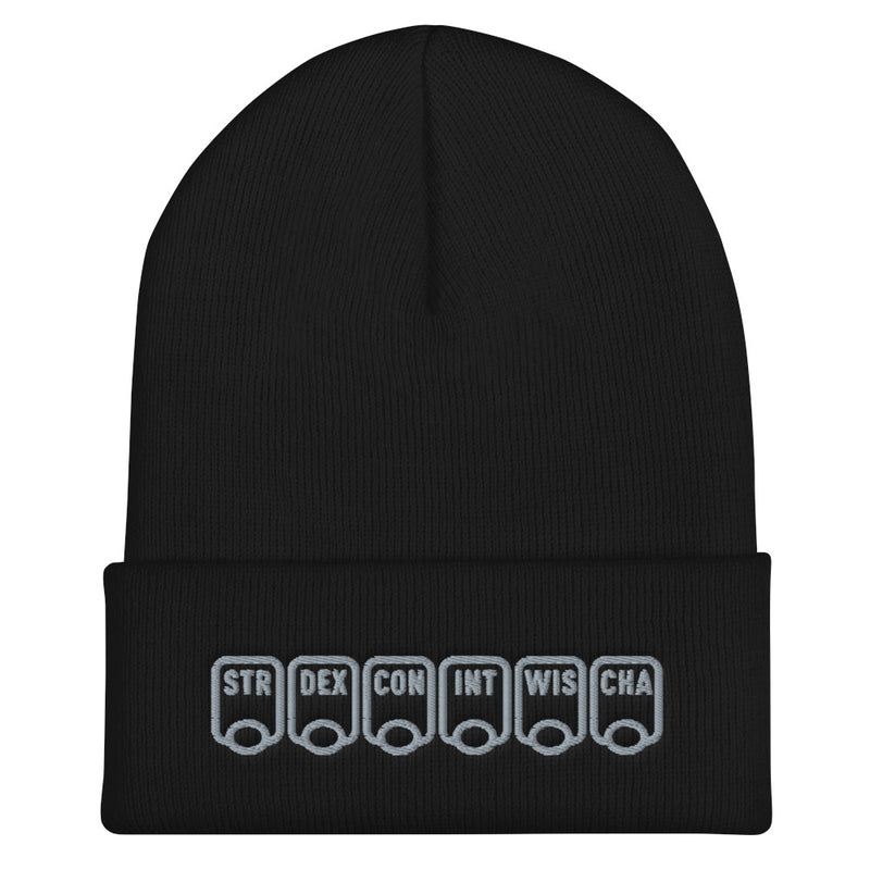 Ability Scores Beanie - Geeky merchandise for people who play D&D - Merch to wear and cute accessories and stationery Paola&