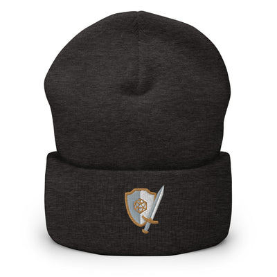 Sword and Shield Beanie - Geeky merchandise for people who play D&D - Merch to wear and cute accessories and stationery Paola's Pixels