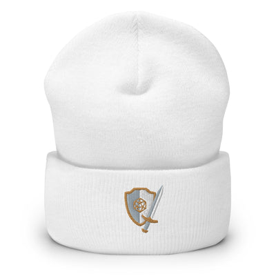 Sword and Shield Beanie - Geeky merchandise for people who play D&D - Merch to wear and cute accessories and stationery Paola's Pixels