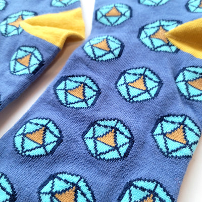d20 Socks - Geeky merchandise for people who play D&D - Merch to wear and cute accessories and stationery Paola's Pixels