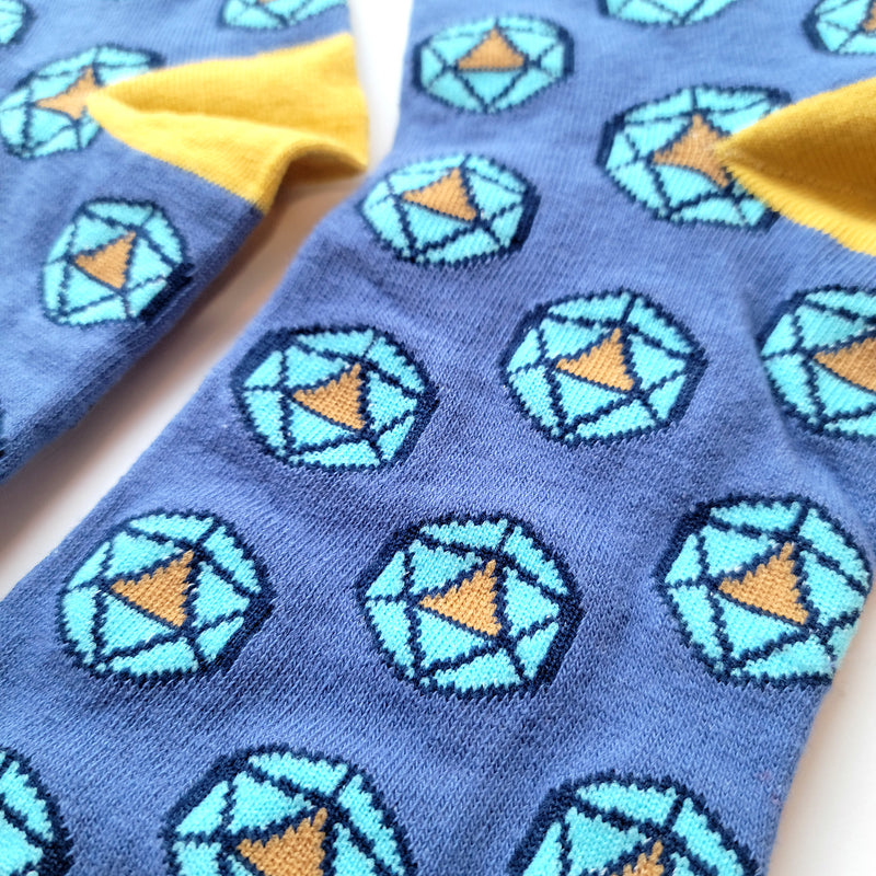 d20 Socks - Geeky merchandise for people who play D&D - Merch to wear and cute accessories and stationery Paola&