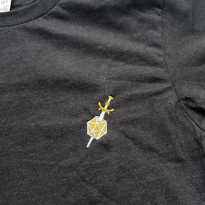 Dagger and d20 Embroidered Unisex Shirt - Geeky merchandise for people who play D&D - Merch to wear and cute accessories and stationery Paola's Pixels