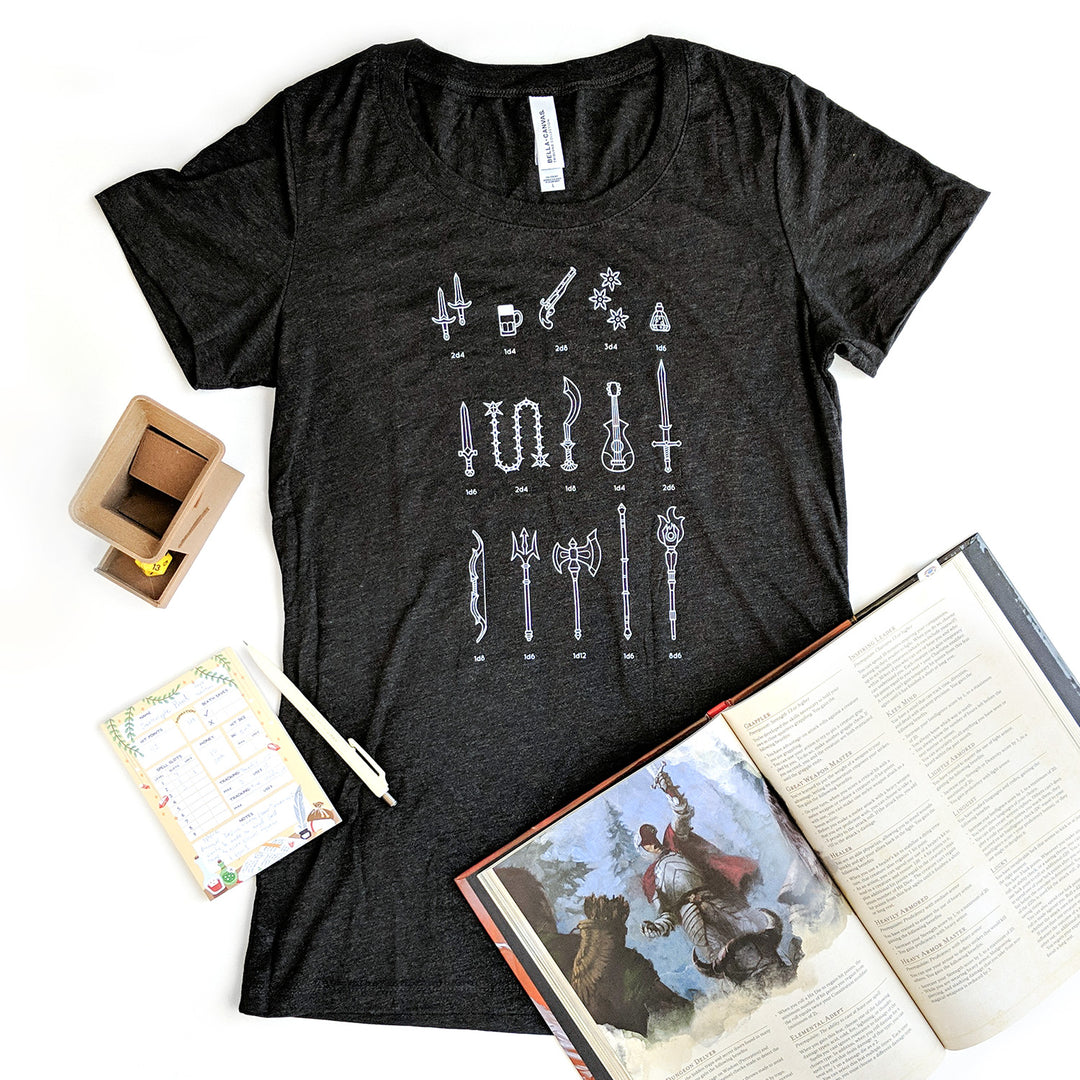 Damage Dealer Women's Shirt - Geeky merchandise for people who play D&D - Merch to wear and cute accessories and stationery Paola's Pixels
