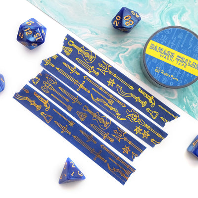 Damage Dealer Washi Tape - Geeky merchandise for people who play D&D - Merch to wear and cute accessories and stationery Paola's Pixels